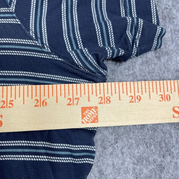 Fabletics Shirt Mens 3XL Navy Blue Gray Stretch Striped Polo‎ Casual Golf - Picture 11 of 11